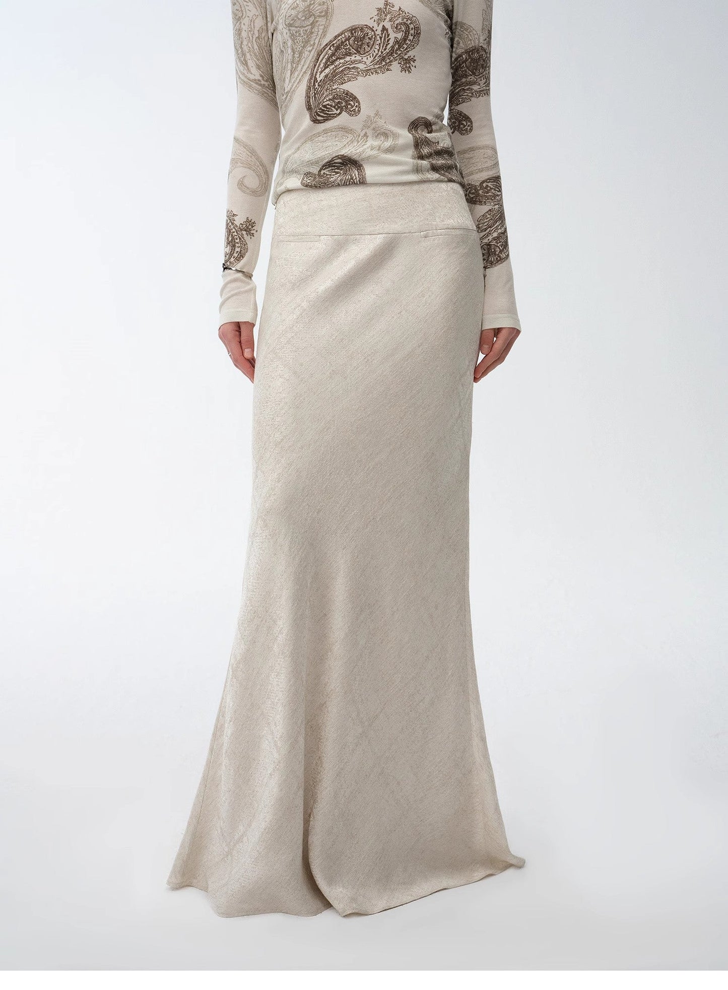 "Light and Breezy" Retro Bias-Cut Linen Blended Straight Fishtail Maxi Skirt