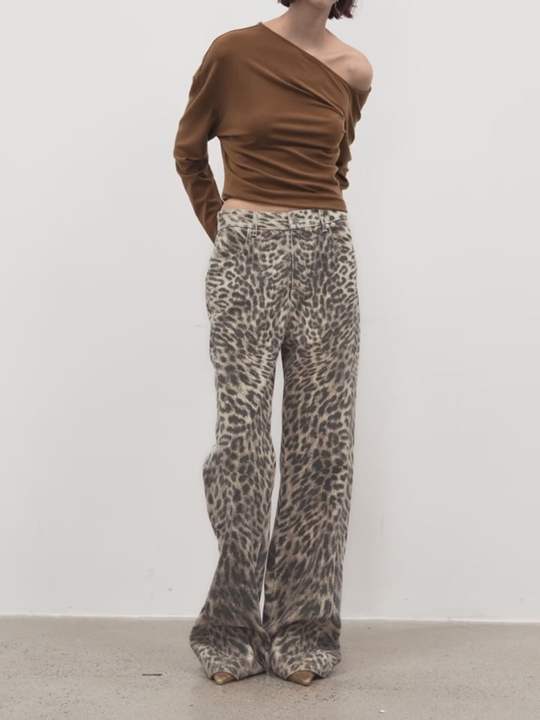 “Wild Roar” Leopard Turkish Imported Washed Slimming Straight-Leg Bootcut Jeans