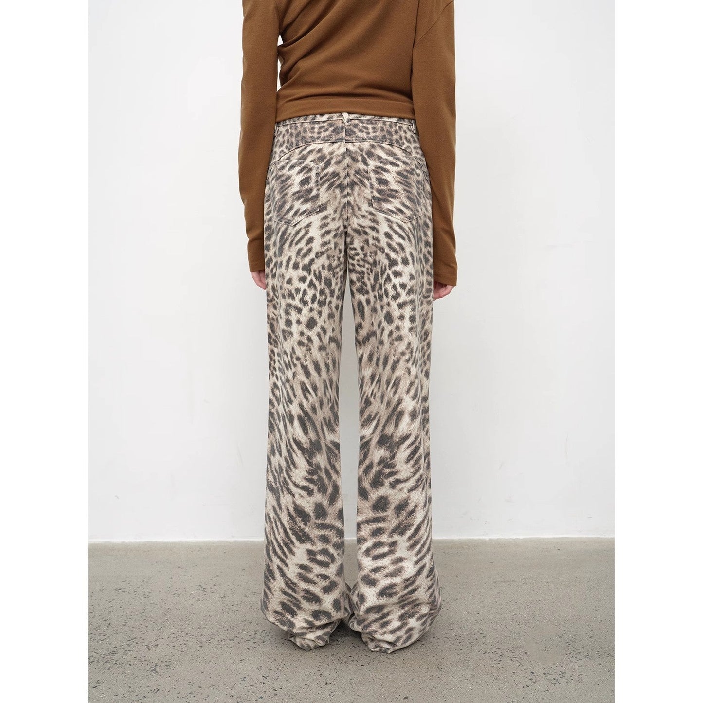 “Wild Roar” Leopard Turkish Imported Washed Slimming Straight-Leg Bootcut Jeans