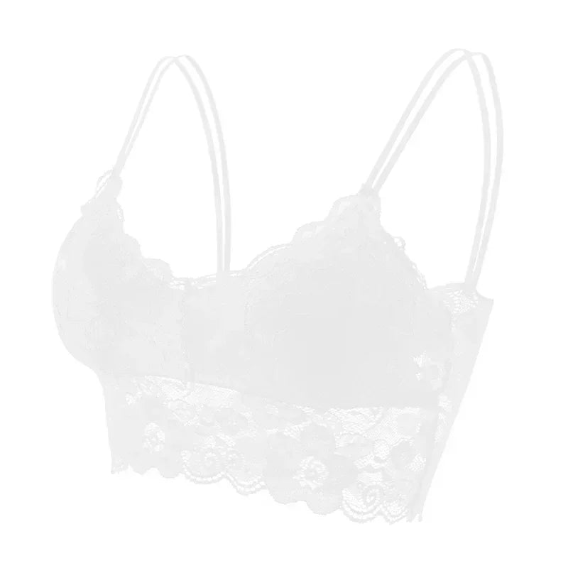 Women Beauty Padded Back Bra Lace Tube Top Underwear Woman Sexy Lace Lingerie Intimate Clothes White Tube Top Youngirl Bralette
