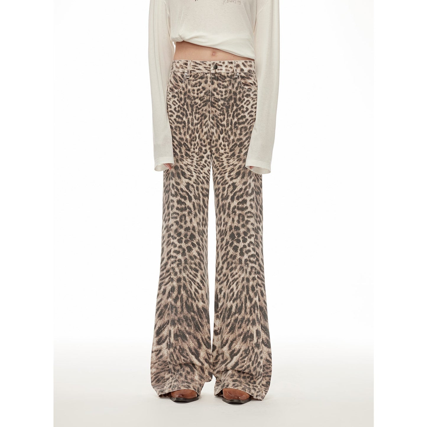 “Wild Roar” Leopard Turkish Imported Washed Slimming Straight-Leg Bootcut Jeans